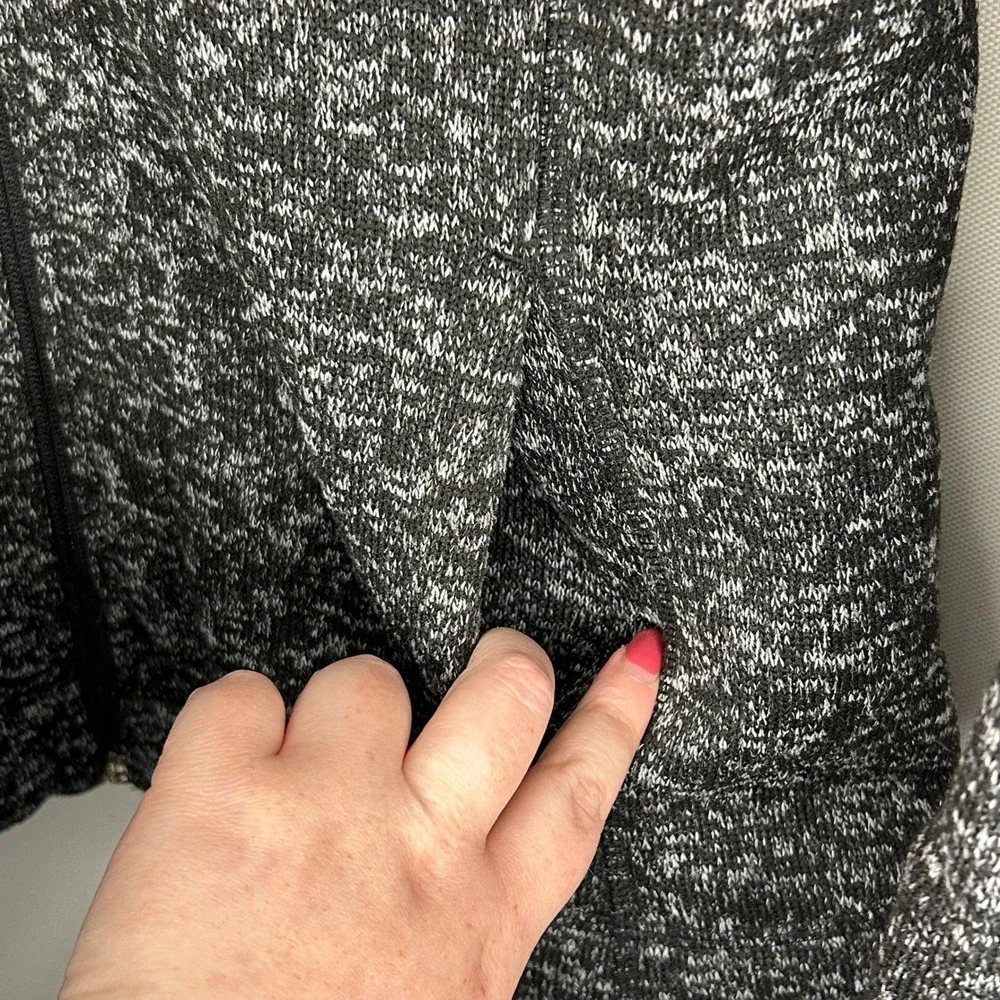 Calvin Klein Full Zip Marled Knit Sweater Jacket Black White M Athleisure Fall